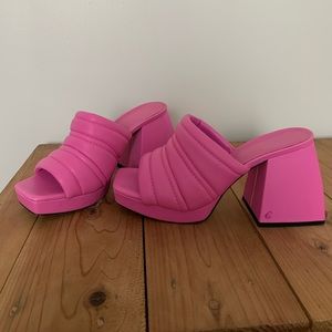 Pink puffy heels